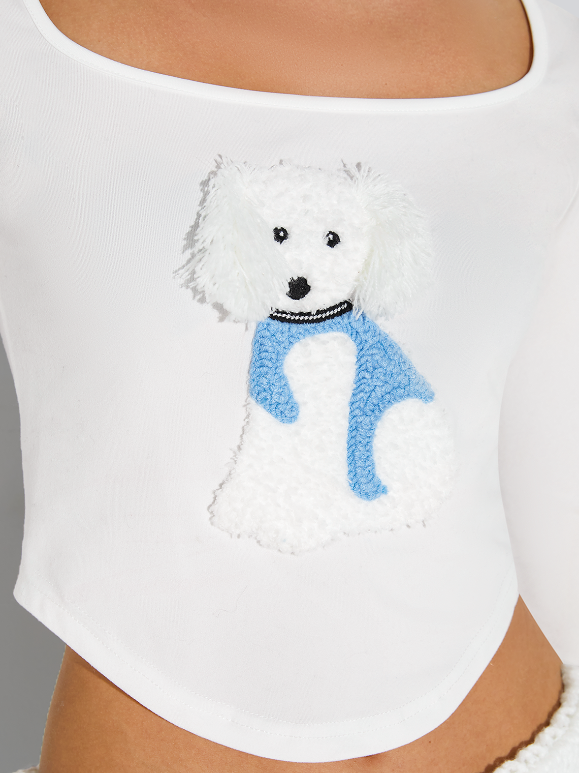 Square Neck Dog Long Sleeve T-Shirt