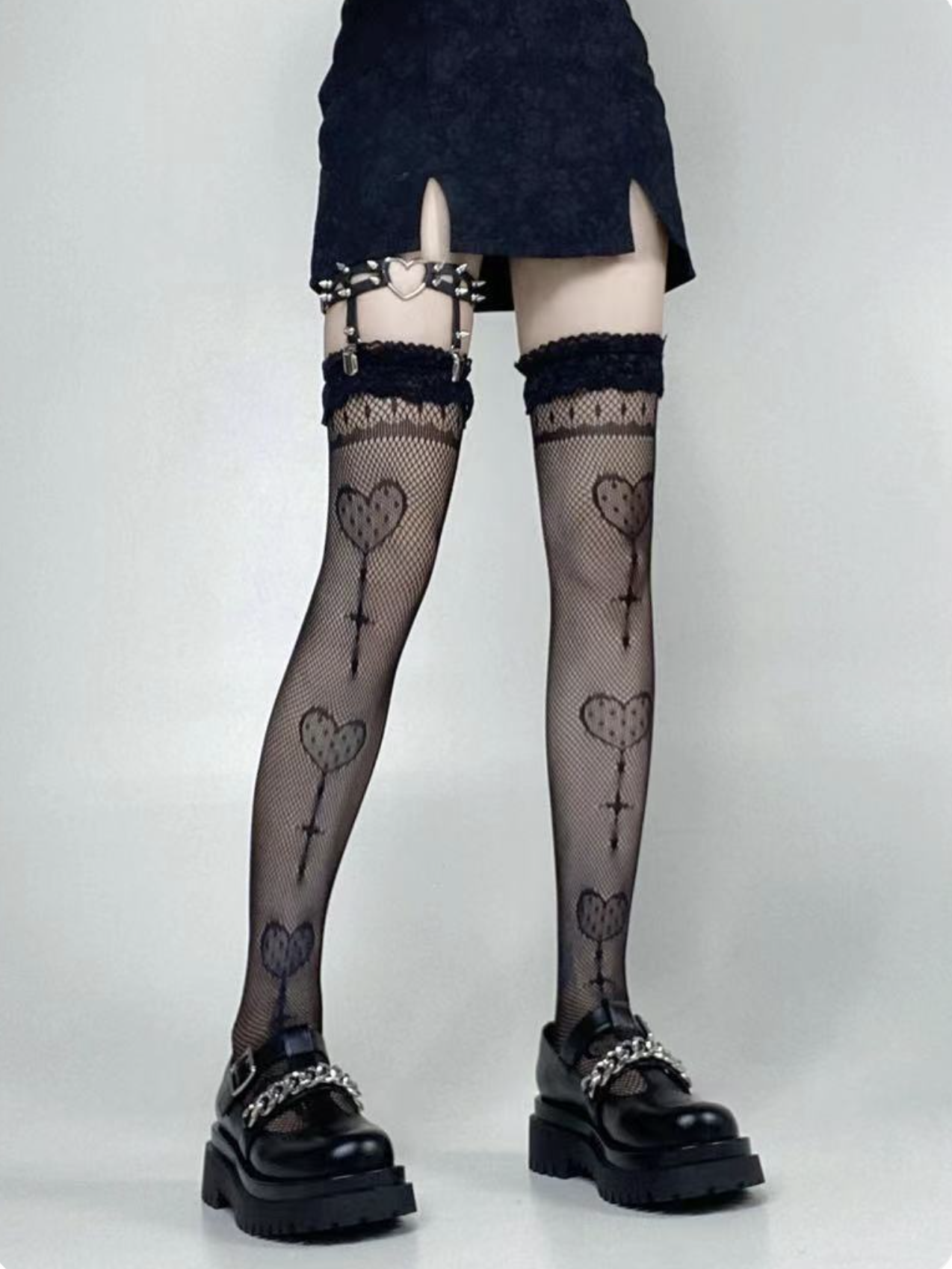 Heart Pattern Sexy Fishnet Tights