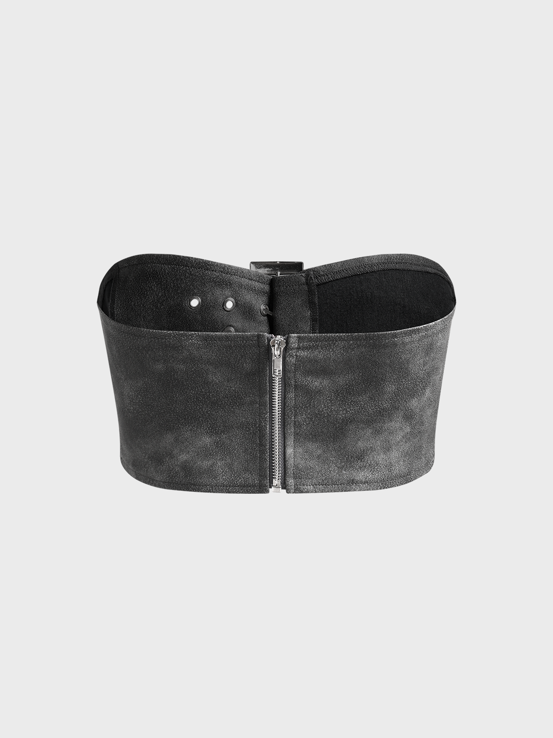 Street Deep Gray Cut out Belt Top Women Top