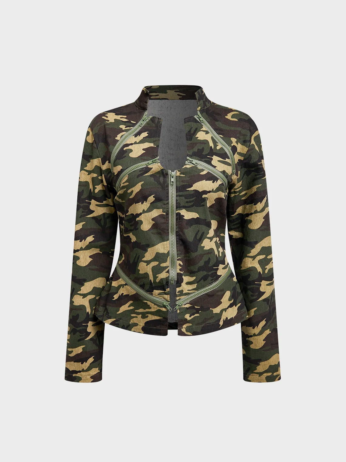 Jersey Notched Camo Long Sleeve Jacket