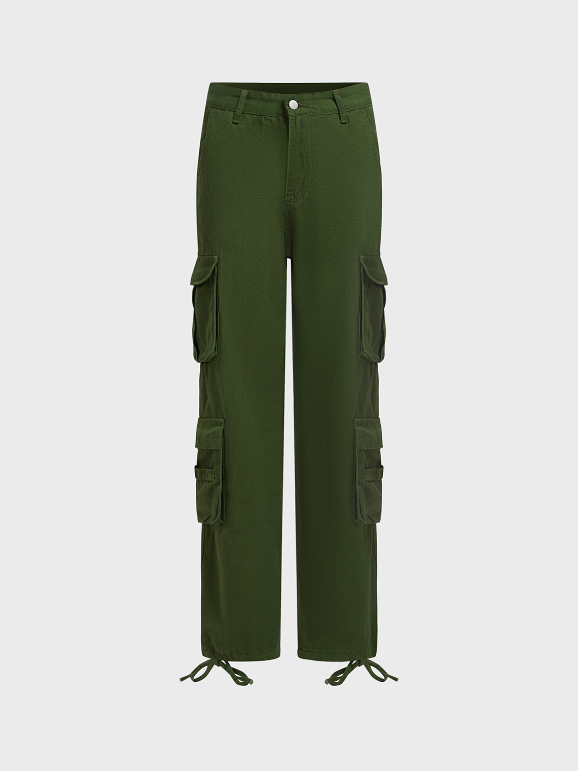 Cotton Plain Straight Cargo Pants