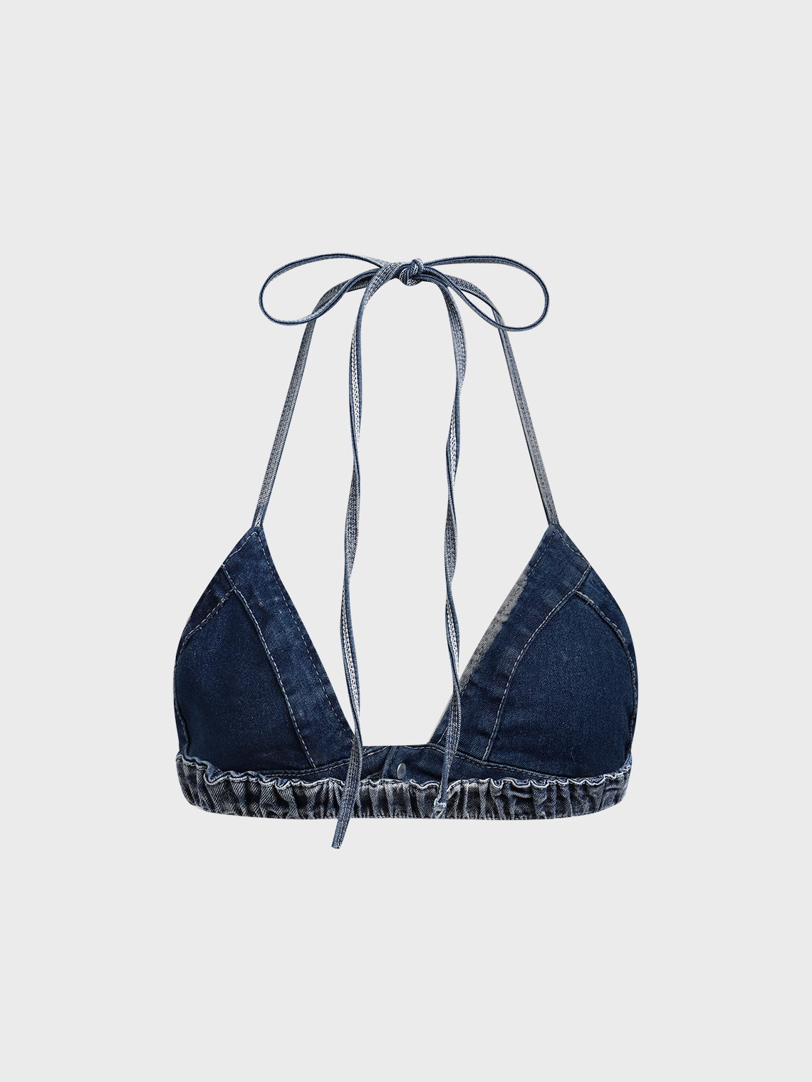 Denim Bikini Button Halter Plain Cami Top