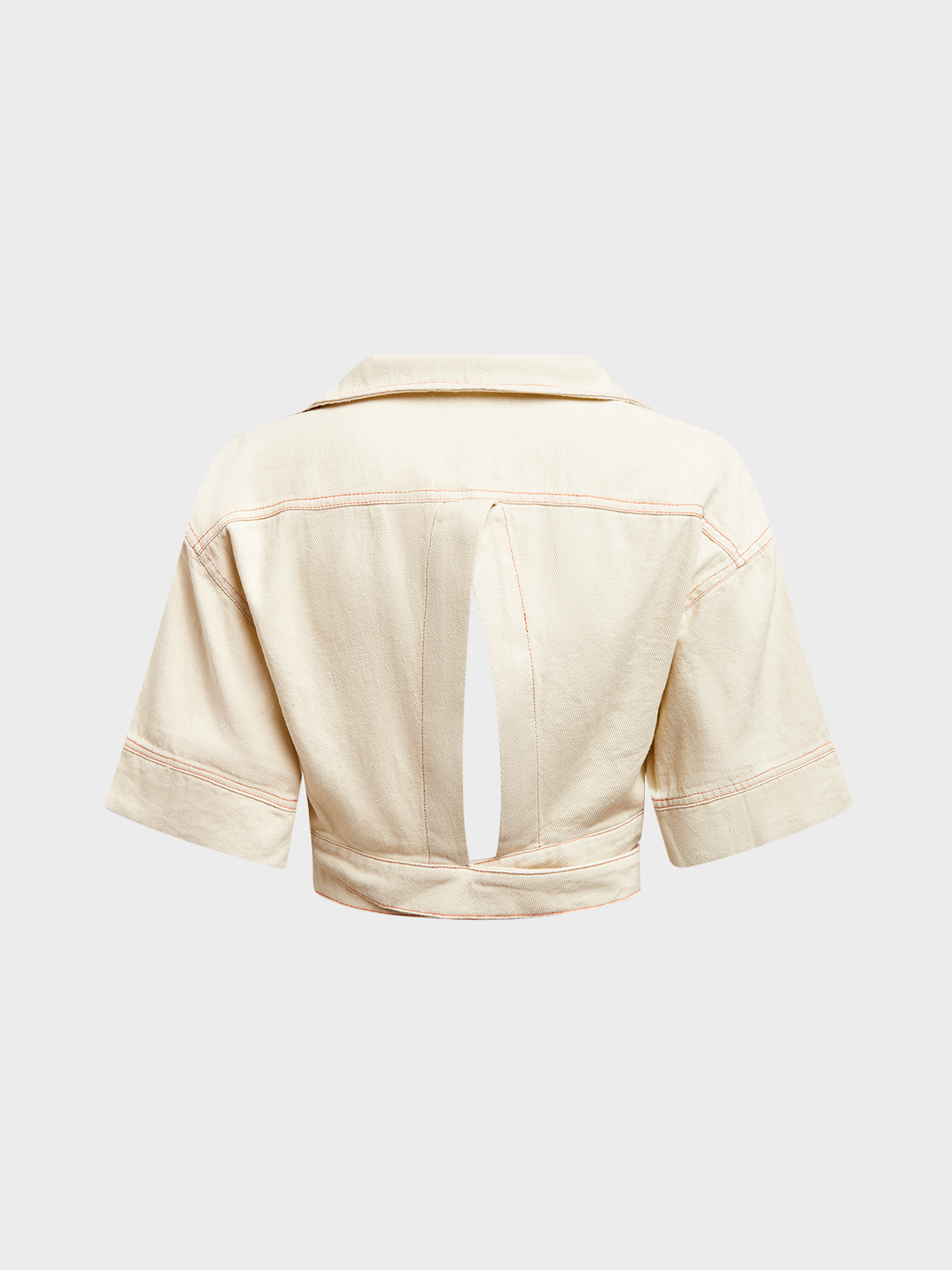 Cotton Cut Out Shawl Collar Plain Short Sleeve Jacket