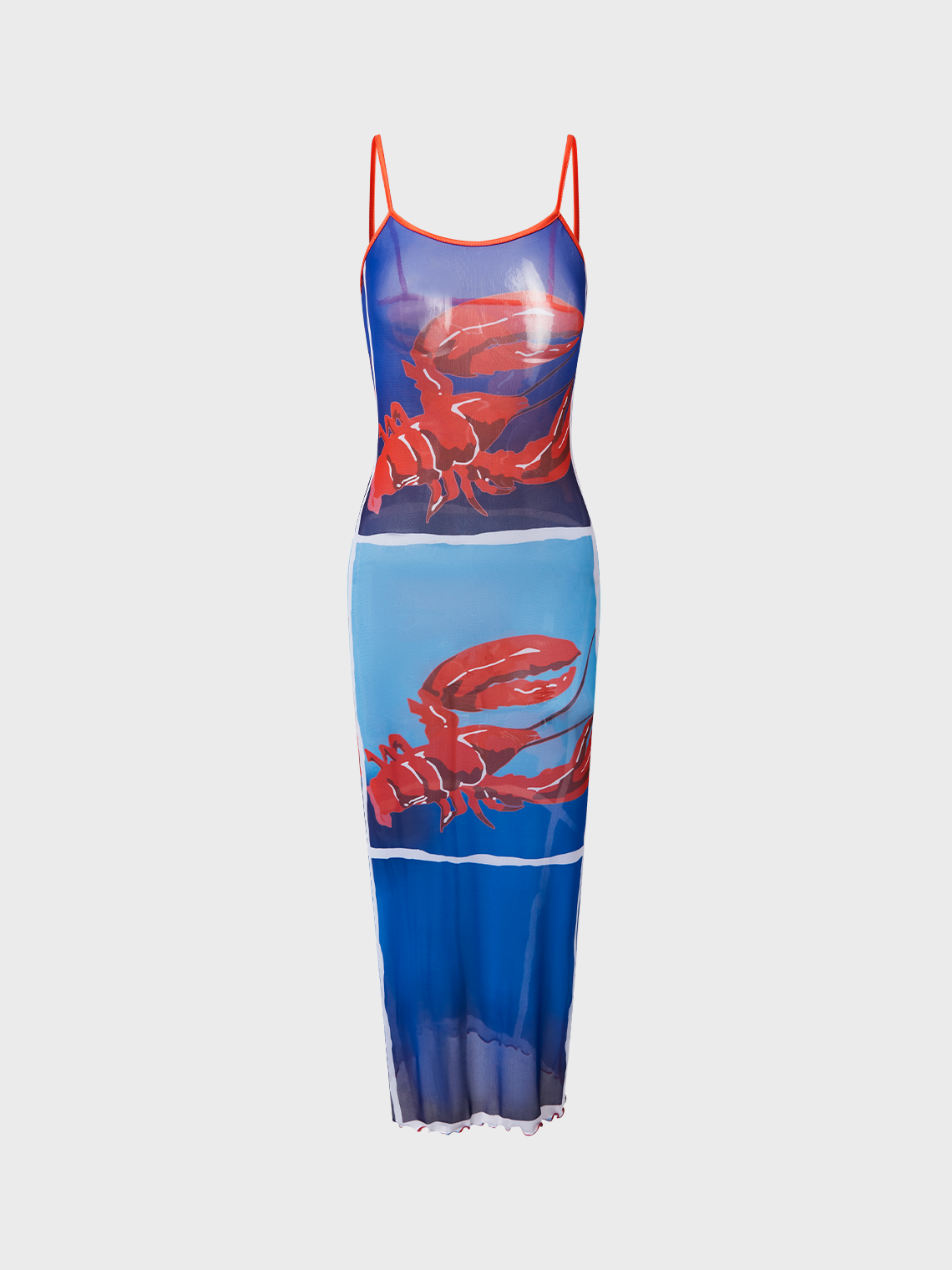 Edgy Multicolor Mesh Lobster Dress Midi Dress