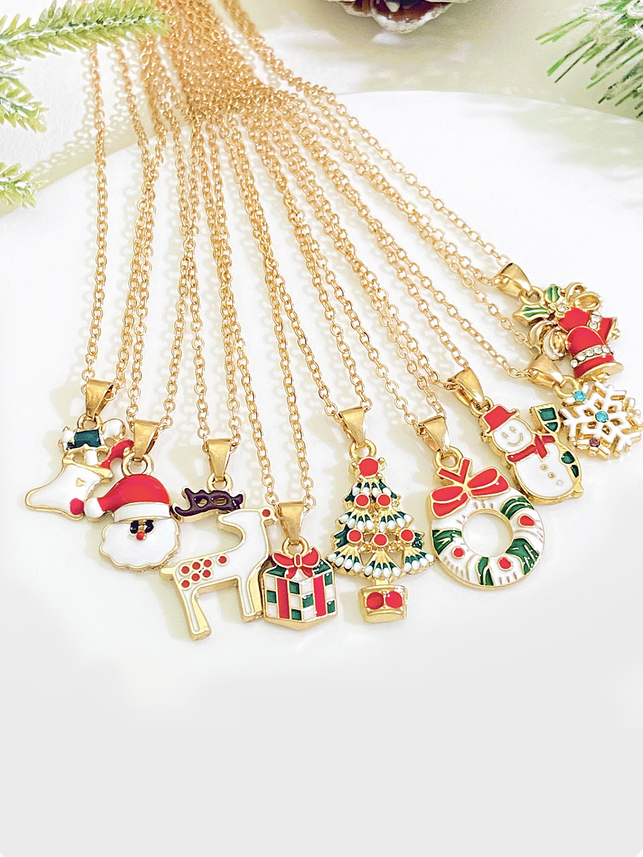 Metal Christmas Snowman Necklace with Earrings