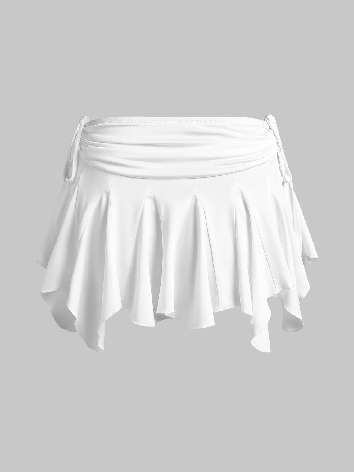 Y2k Balletcore White Pleated Asymmetrical design Wrinkled Bottom Skirt