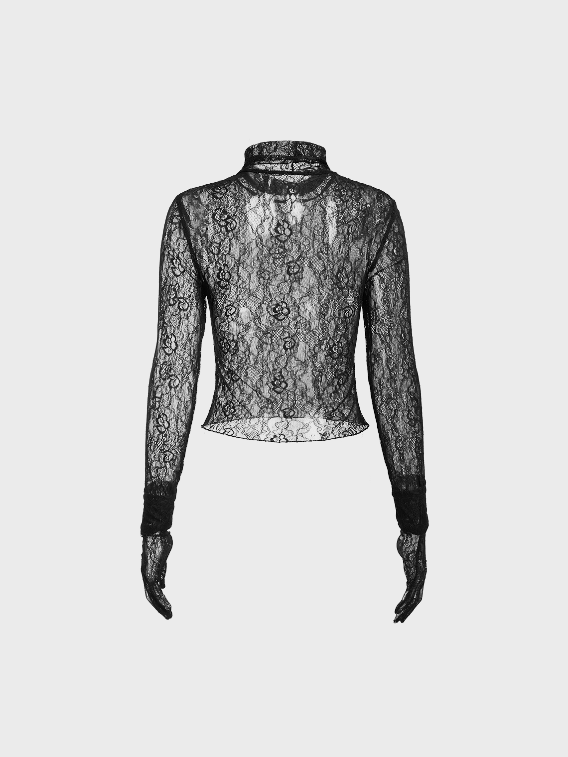 Lace Stand Collar Floral Long Sleeve Shirt