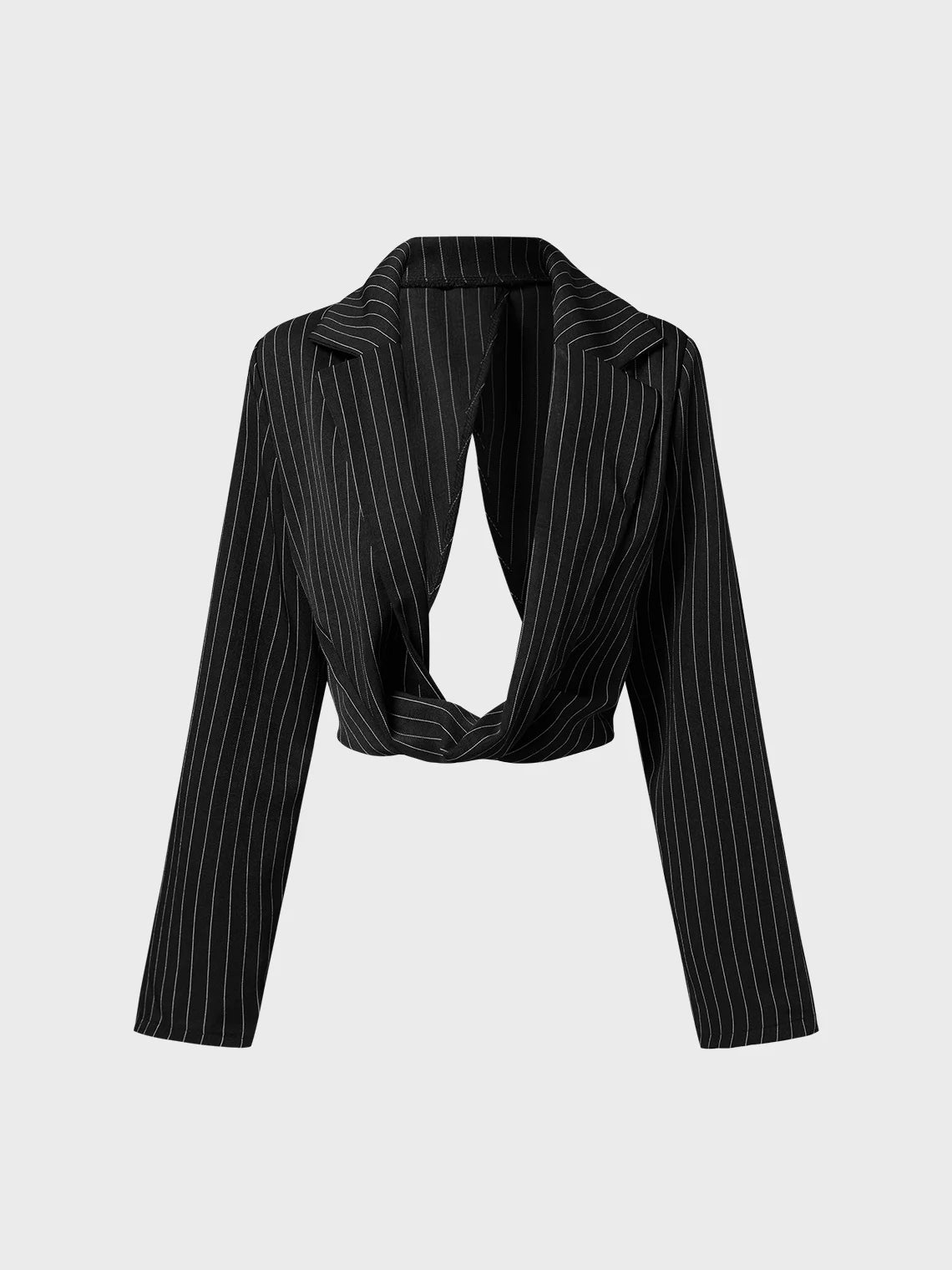 Lapel Collar Striped Long Sleeve Blazer