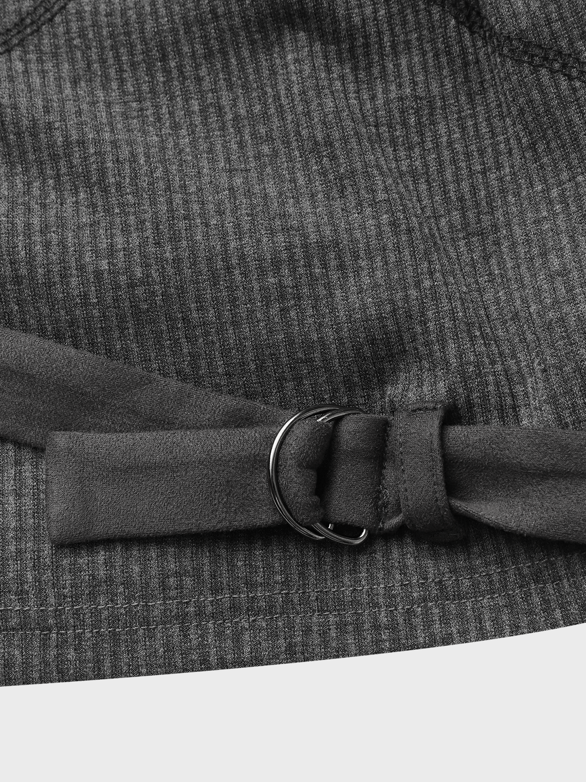 Rib Fabric Turtleneck Belt Detail Plain Cami Top