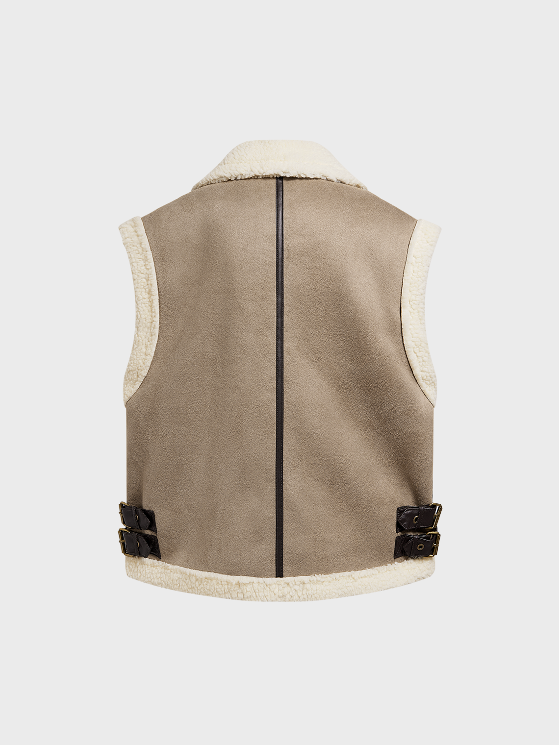 PU Shawl Collar Zipper Plain Vest