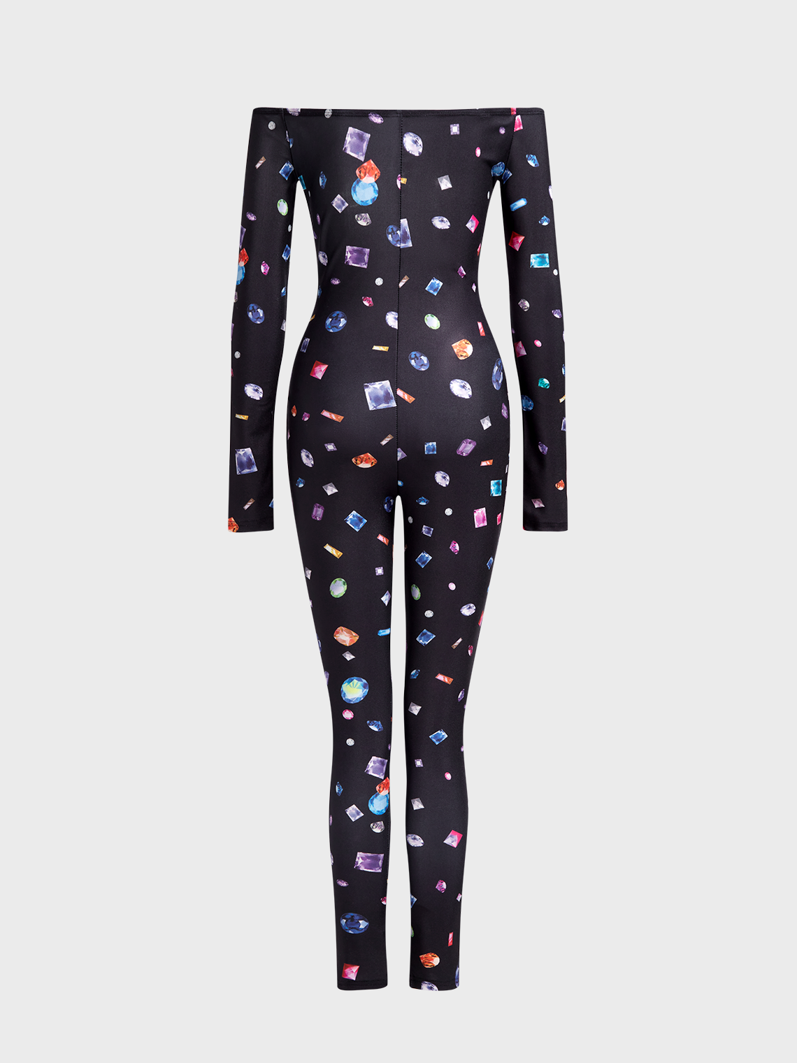 Boat Neck Polka Dots Long Sleeve Jumpsuit