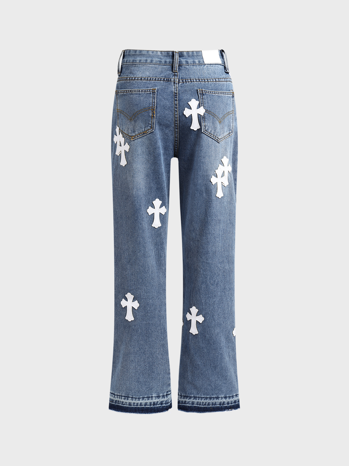 Denim Ripped Cross Bell-Bottomtrousers Jeans