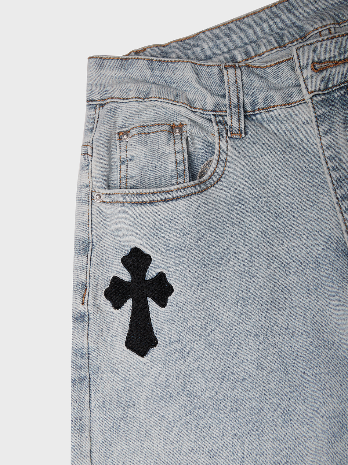 Denim Low Waist Cross Slim Fit Jeans