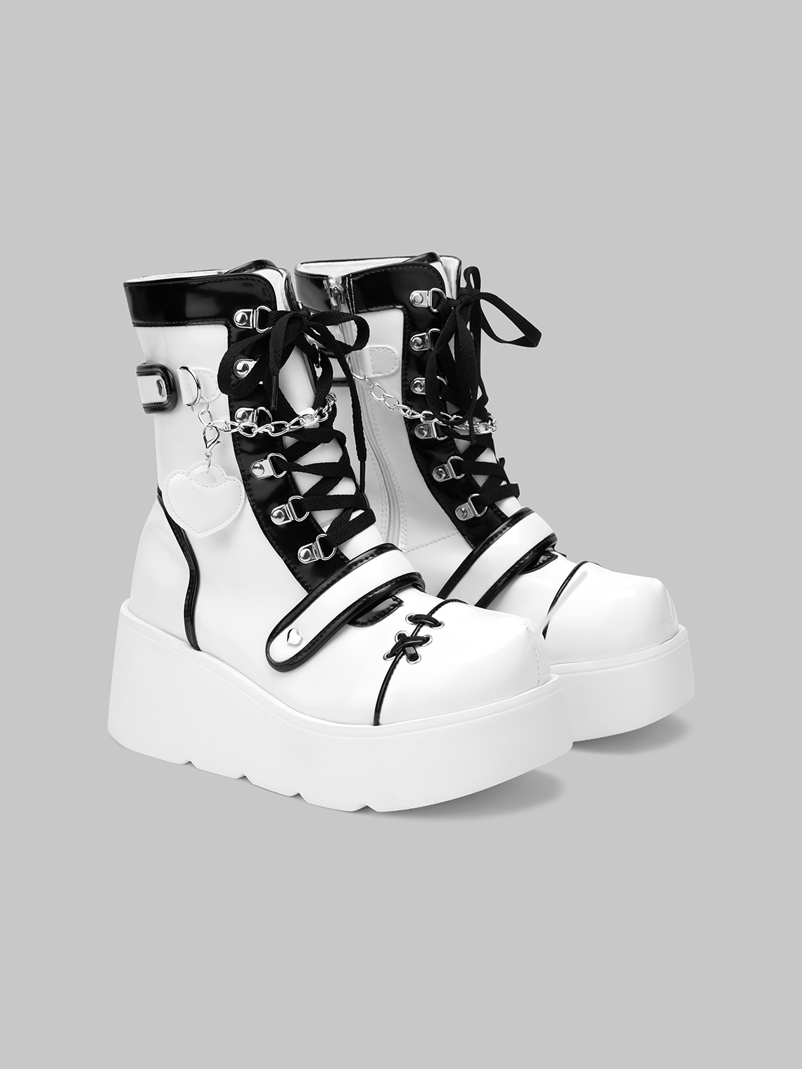 Y2K Color Block PU Combat Ankle Boots