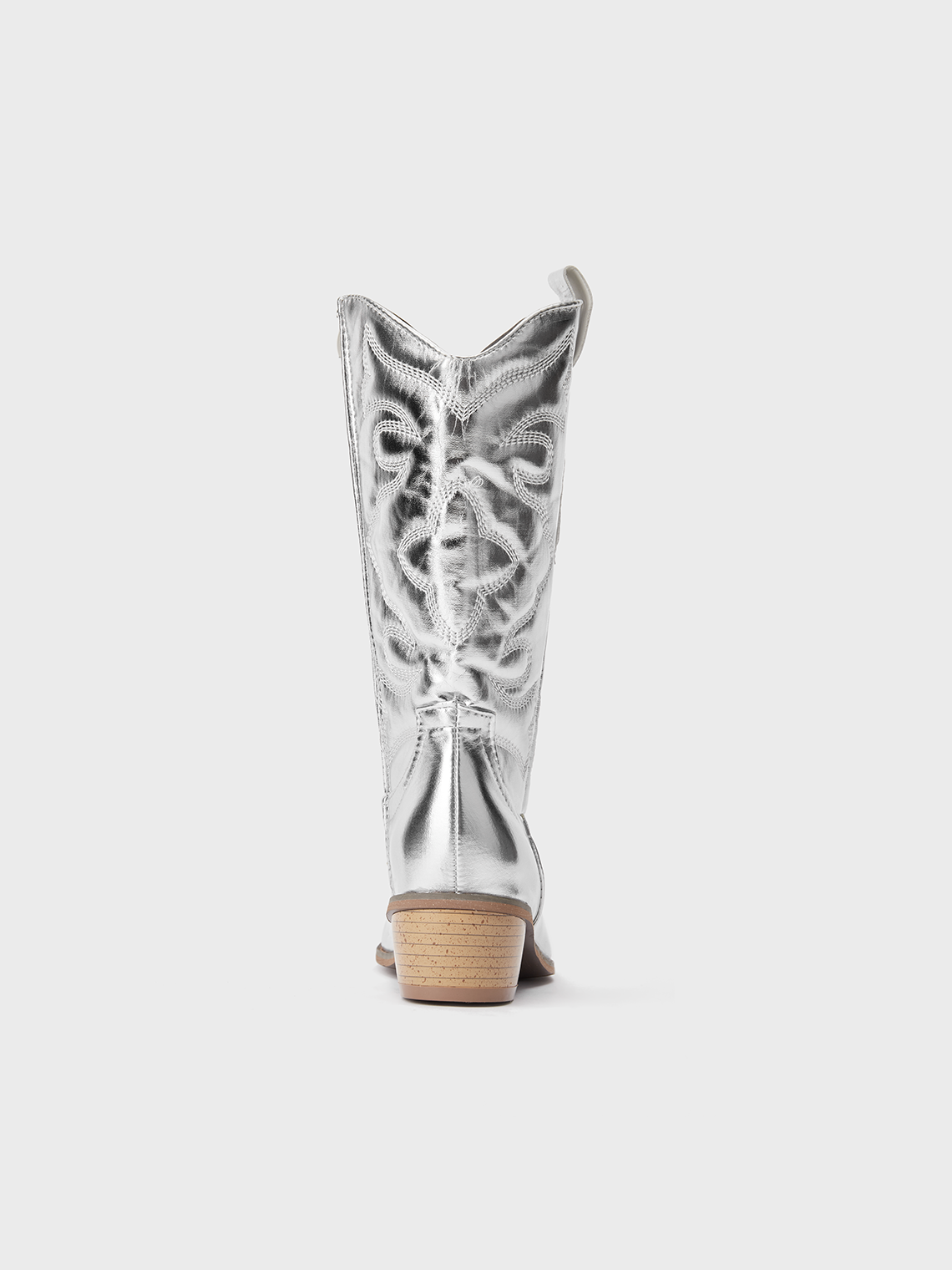 Leather Metallic Sliver Western Boots