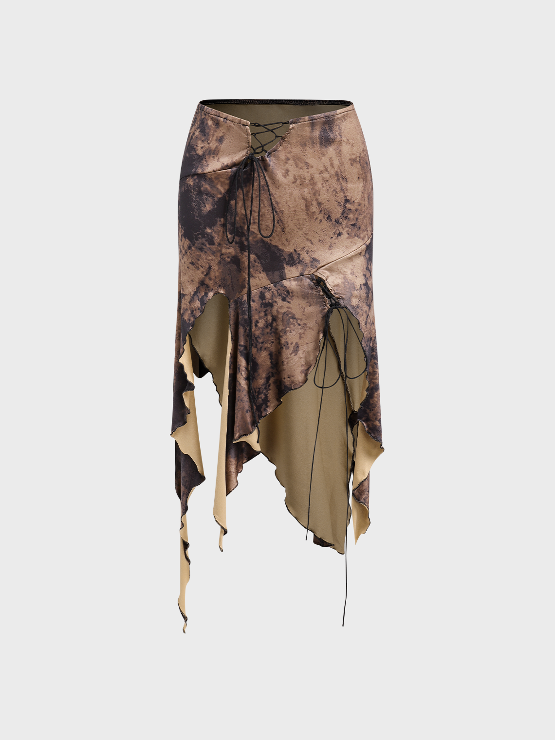 Y2k Brown Slit Bottom Skirt