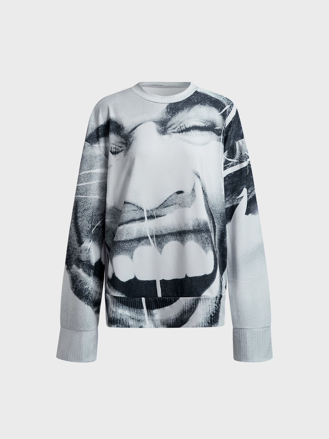 Crew Neck Face Long Sleeve Sweatshirt