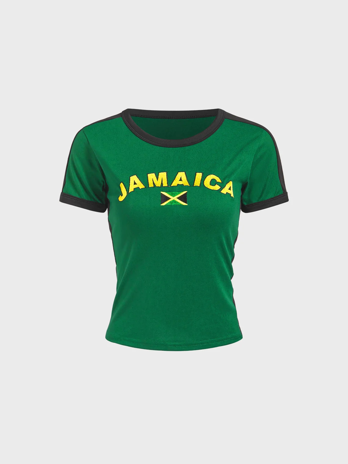 Jersey Jamaica Crew Neck Color Block Short Sleeve T-Shirt