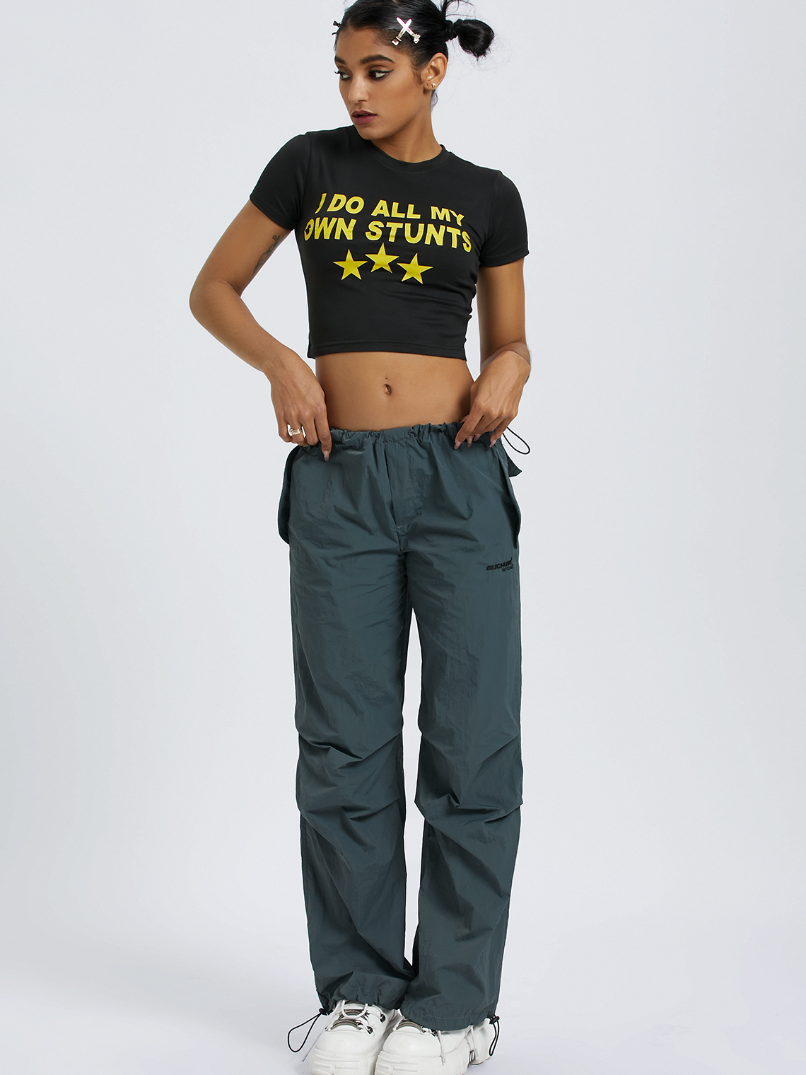 Street Black Letter print Star Top T-Shirt