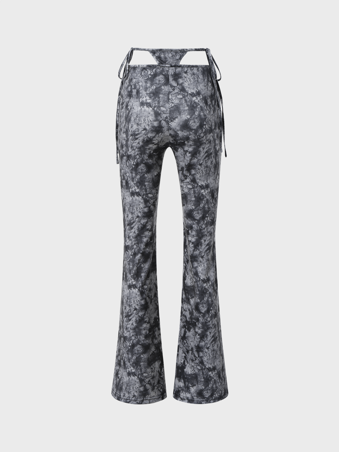 Y2K Gray Tie Dye Cut Out Lace Up Bottom Pants