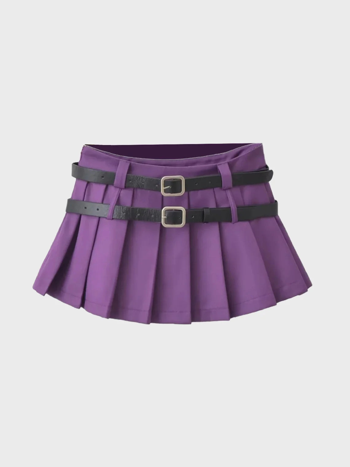 Y2K Black Pleated Double belt Bottom Skirt