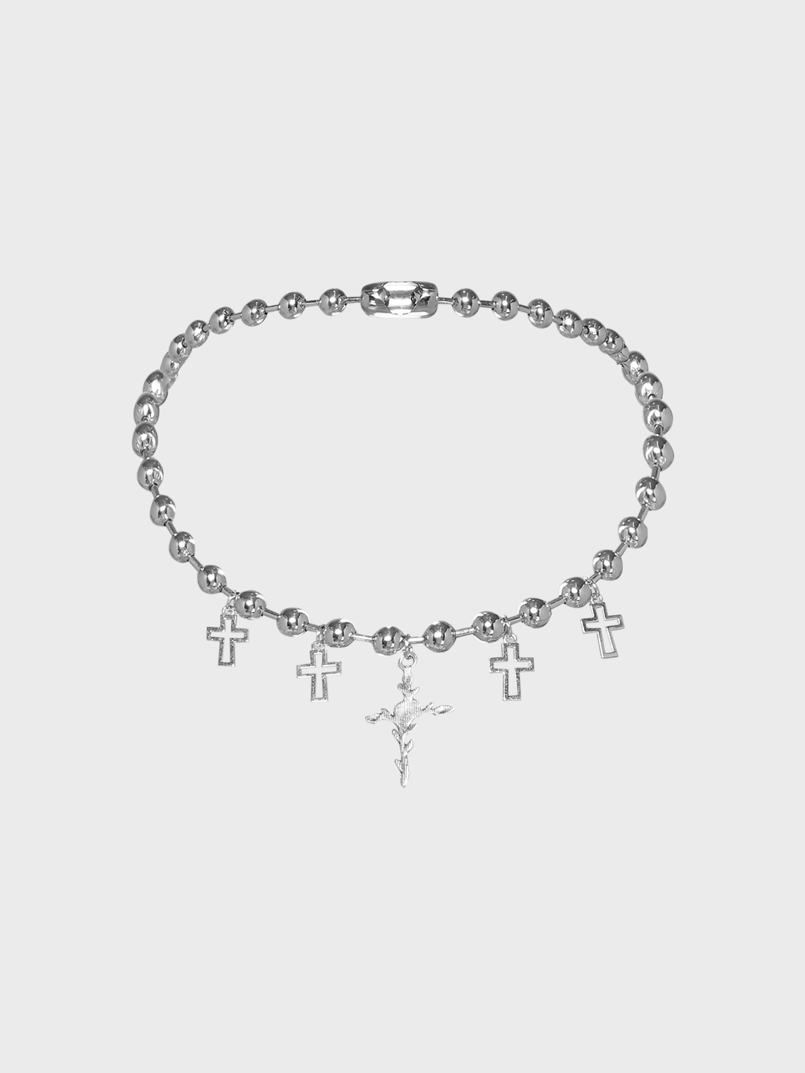 Metal Floral & Cross Necklace