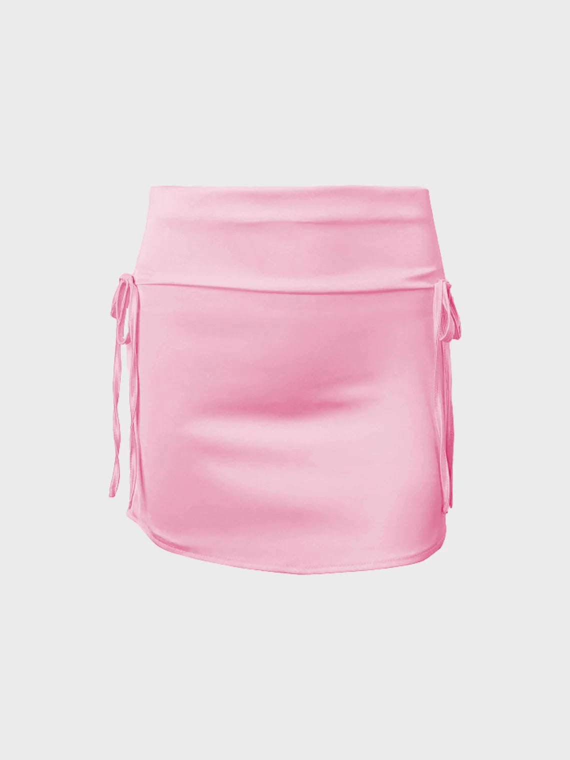 Satin Bowknot Plain Short Skirt