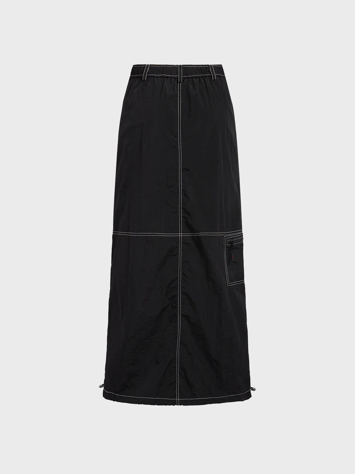 Nylon Plain Cargo Maxi Skirt