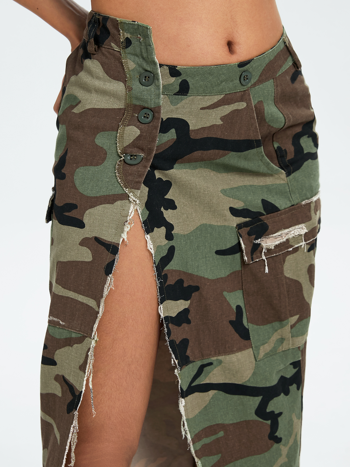 Street Army Green Slim Bottom Skirt