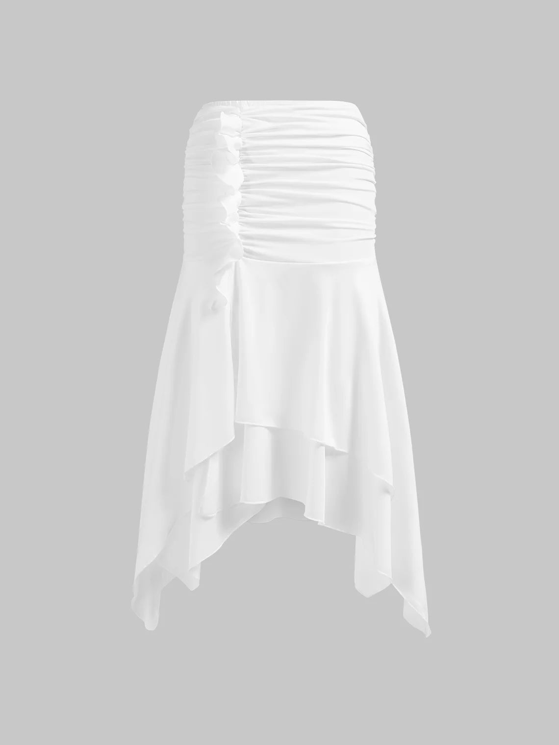 Irregular Hem Split Plain Midi Skirt