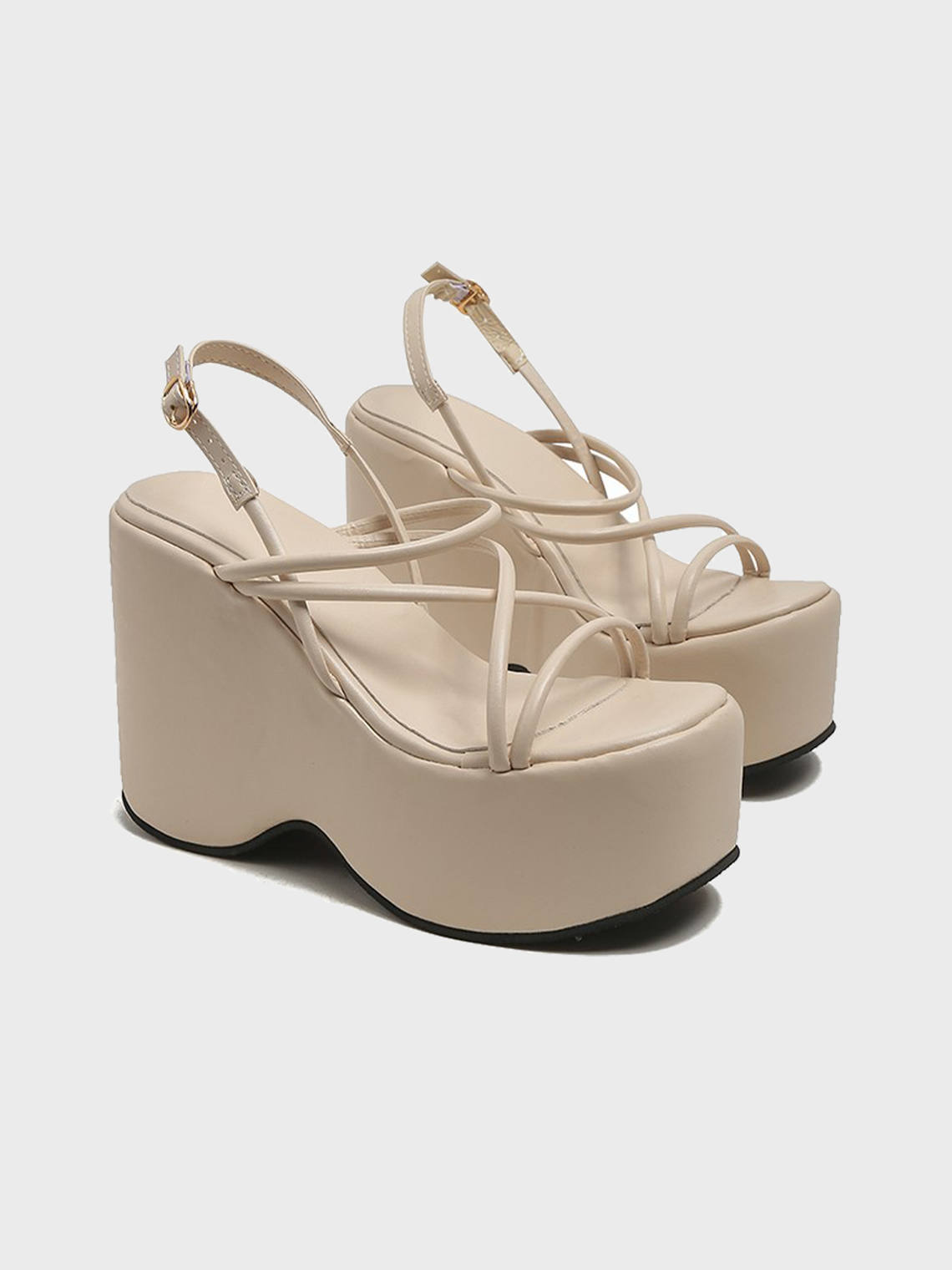 Plain Y2K Leather Summer Wedge Sandal