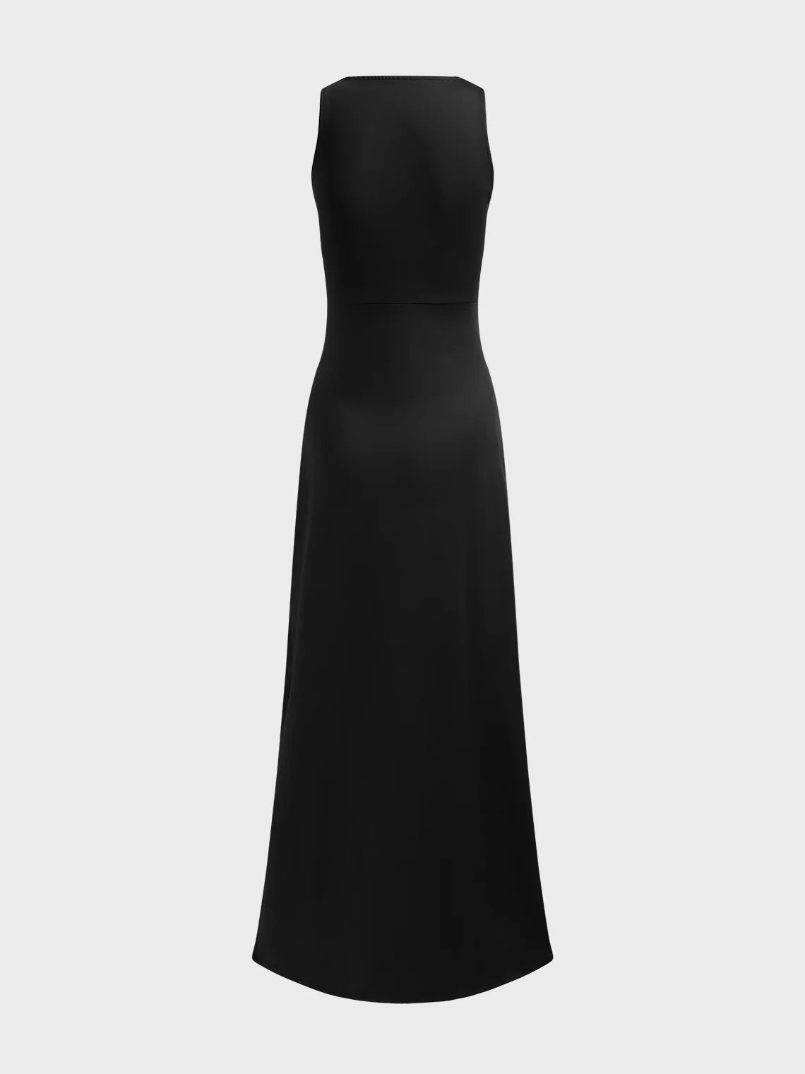 Side Slit V Neck Plain Sleeveless Maxi Dress