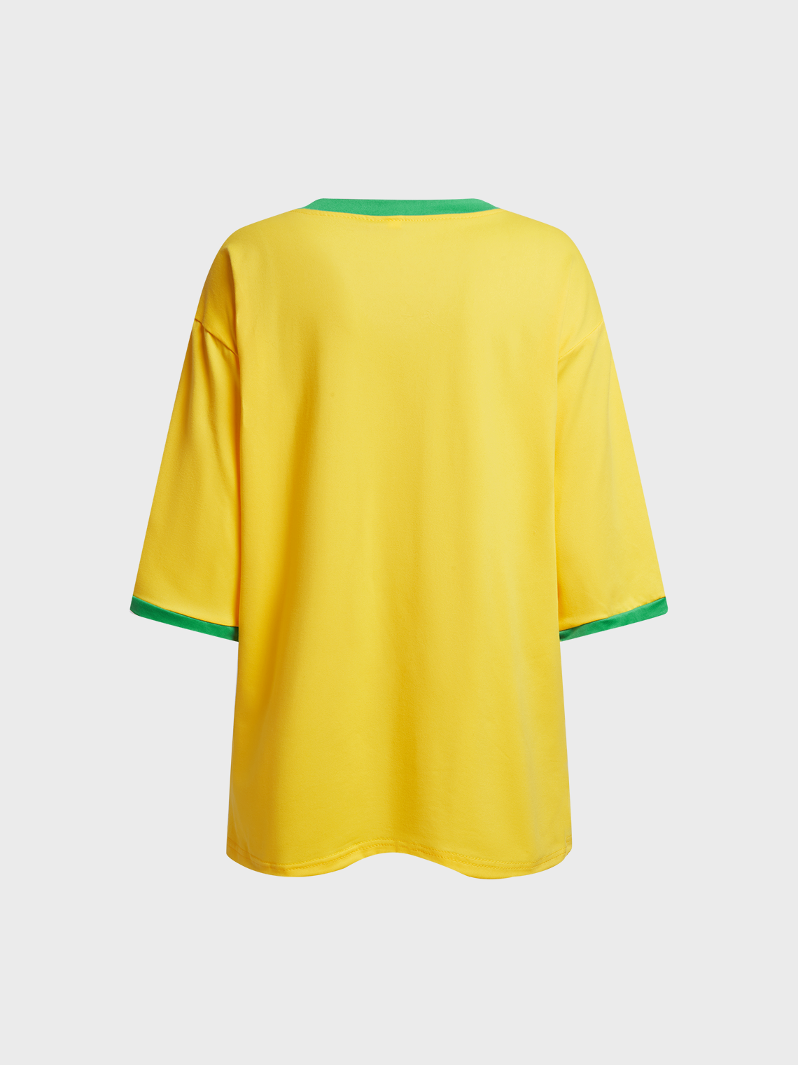 Brasil V Neck Color Block Short Sleeve T-Shirt