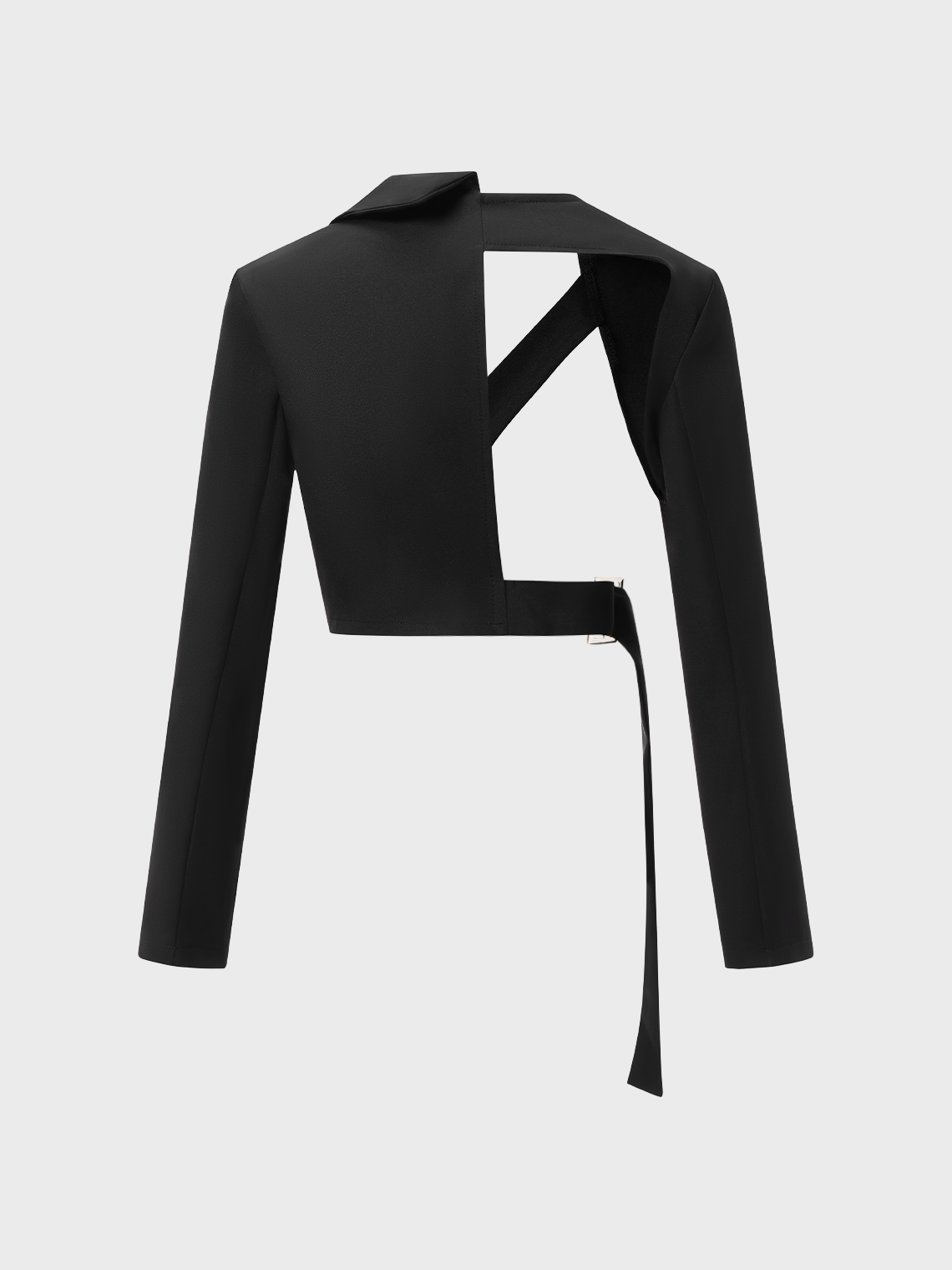 Street Black Tie Up Asymmetrical Design Top Outwear