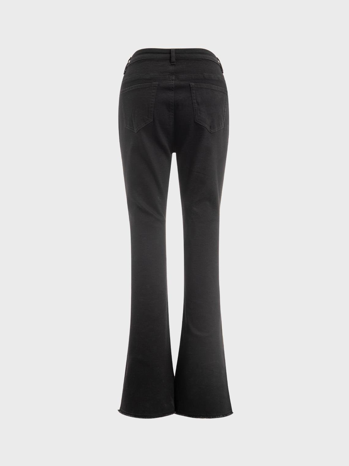 Y2K Vacation Black Flare Zipper Bottom Jeans