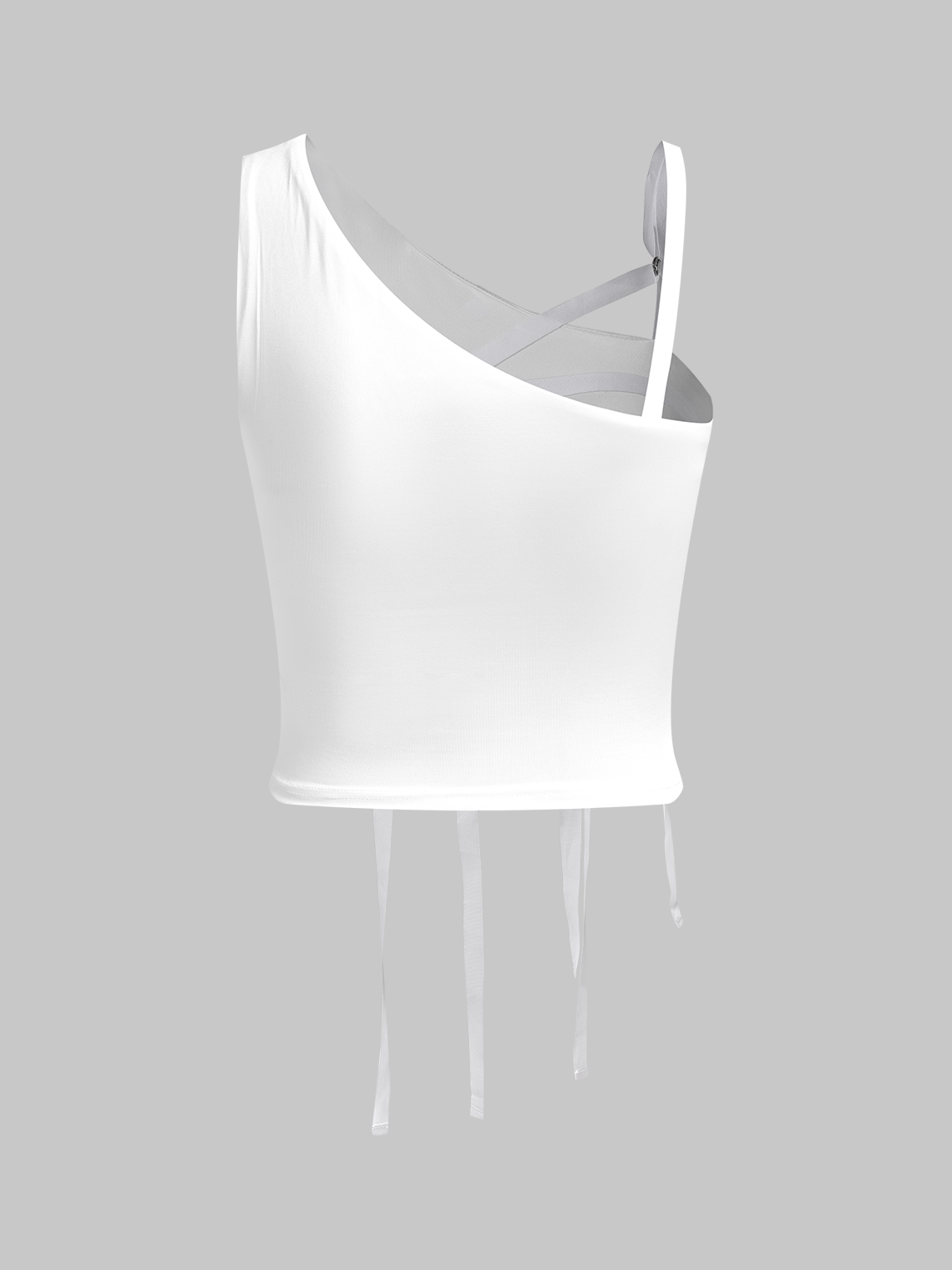 Y2K White Lace up Asymmetrical design Top Tank Top & Cami