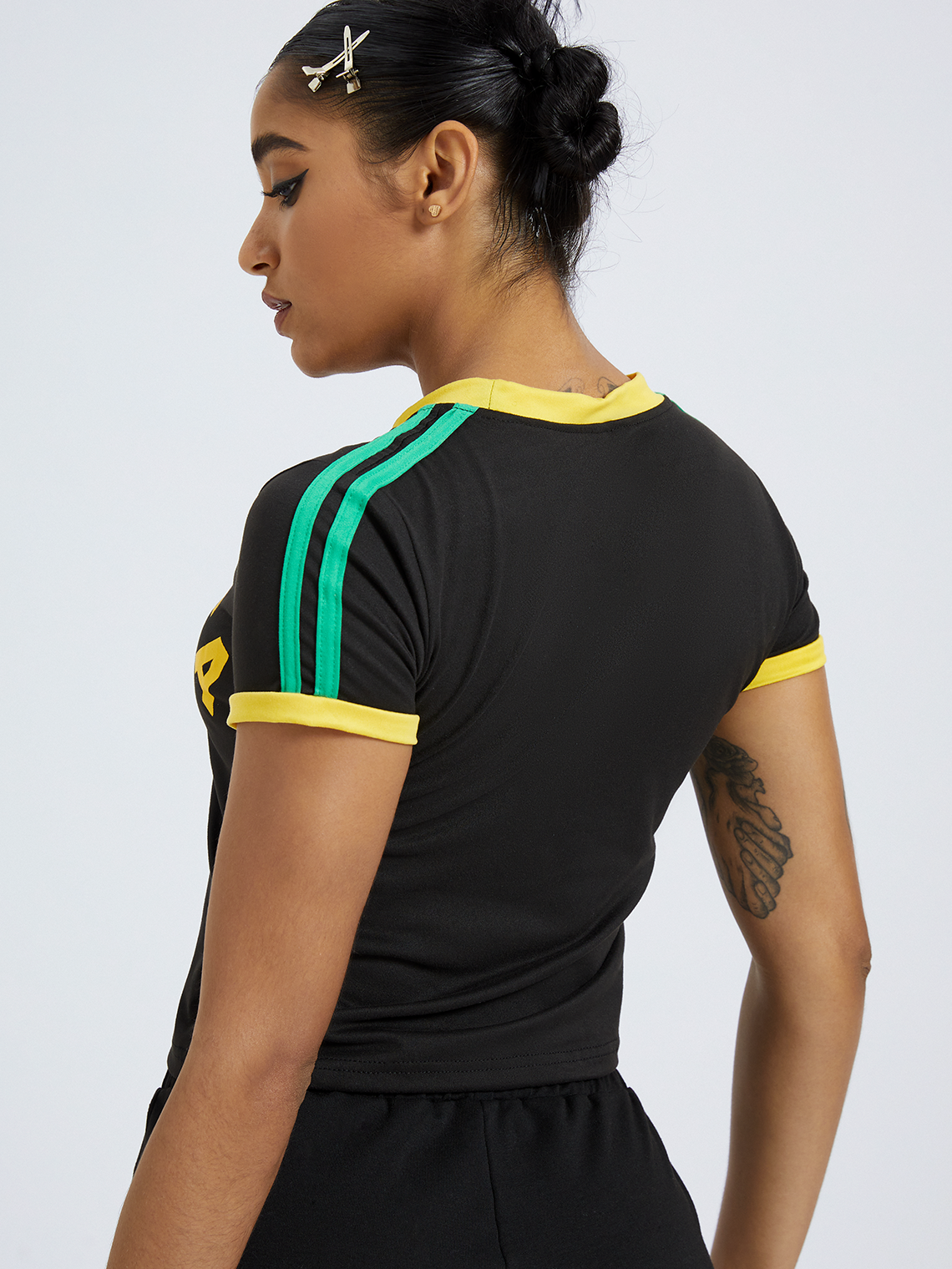 Jersey Jamaica Crew Neck Color Block Short Sleeve T-Shirt