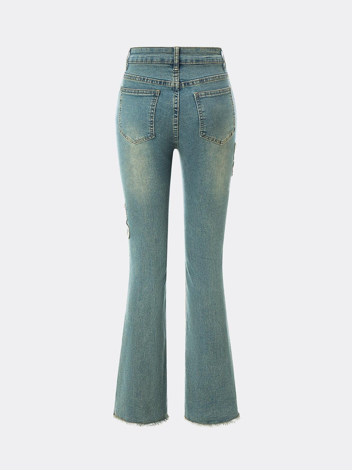 Y2K Glamorous1 Blue Denim High Waist Bottom Jeans