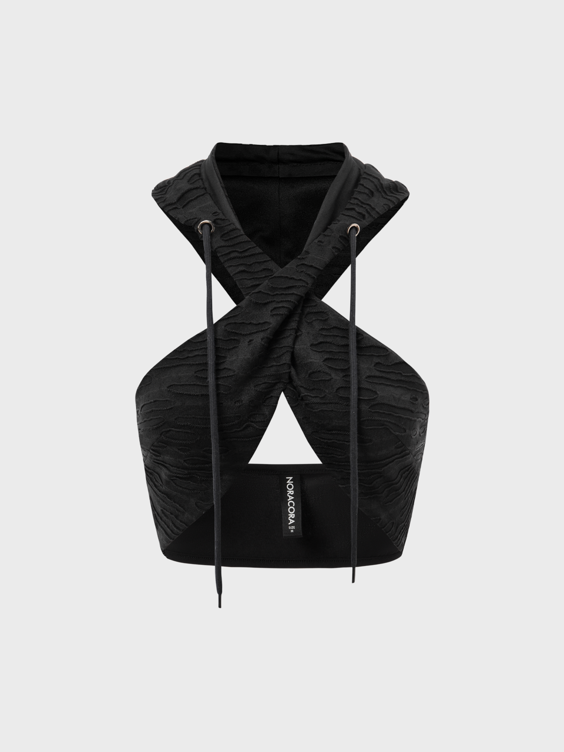 Street Black Crossed Collar Hooded Cyberpunk Top Women Top