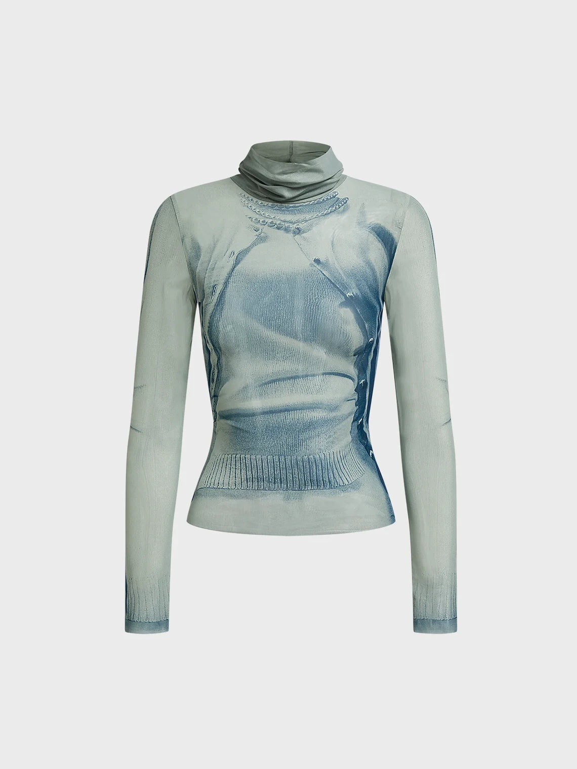 Turtleneck Abstract Long Sleeve T-Shirt