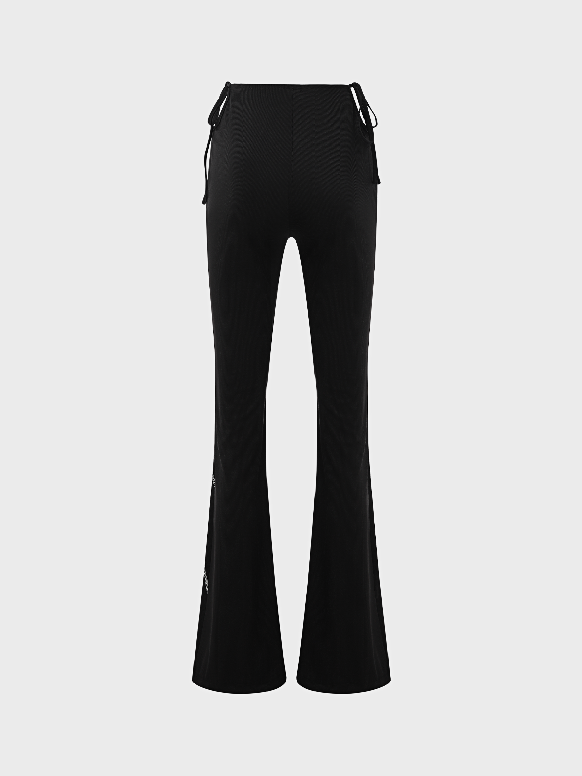 Street Black Cut Out Lace Up Flare Bottom Pants