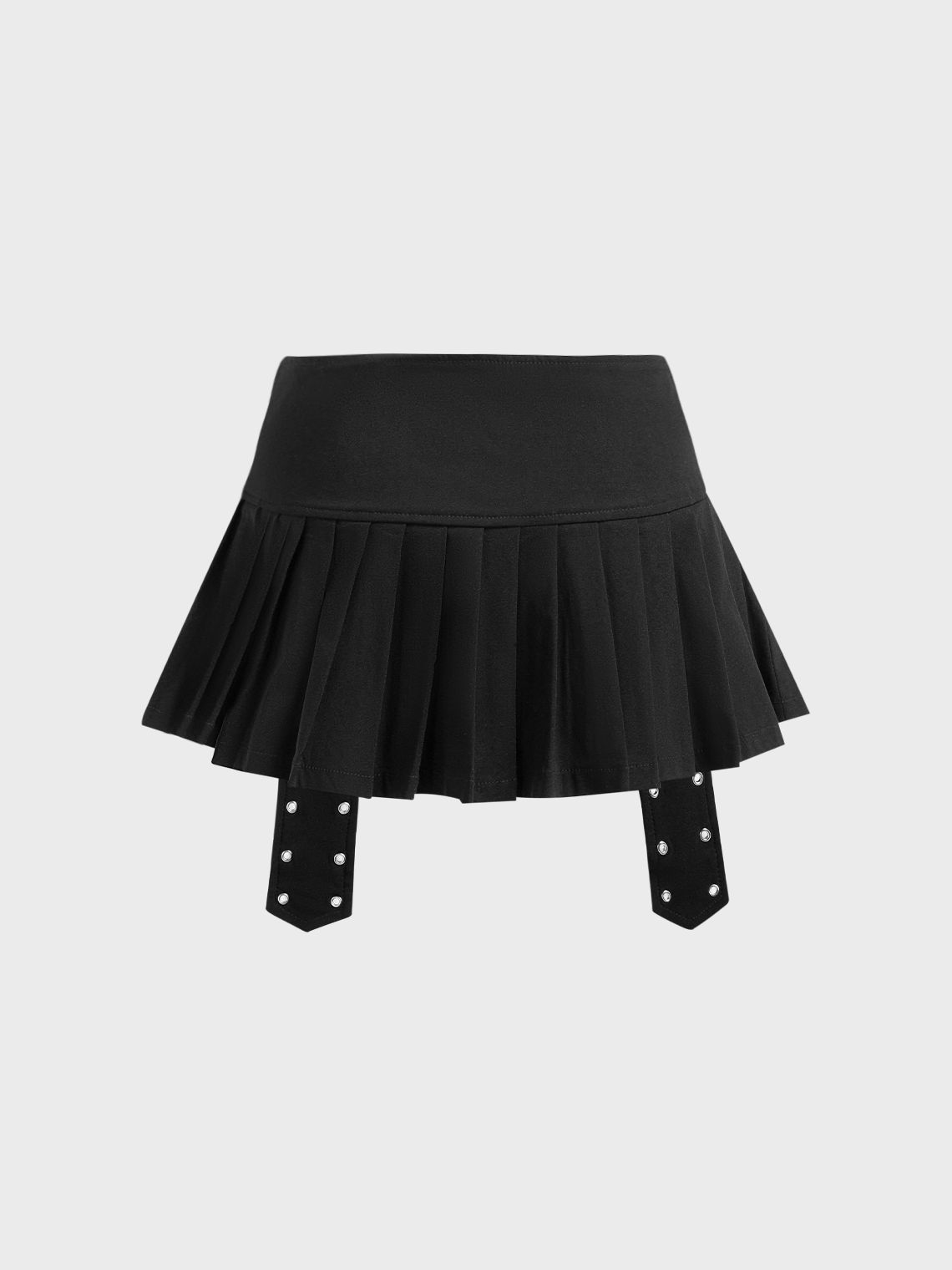 Sleated Belt Plain Short Skirt