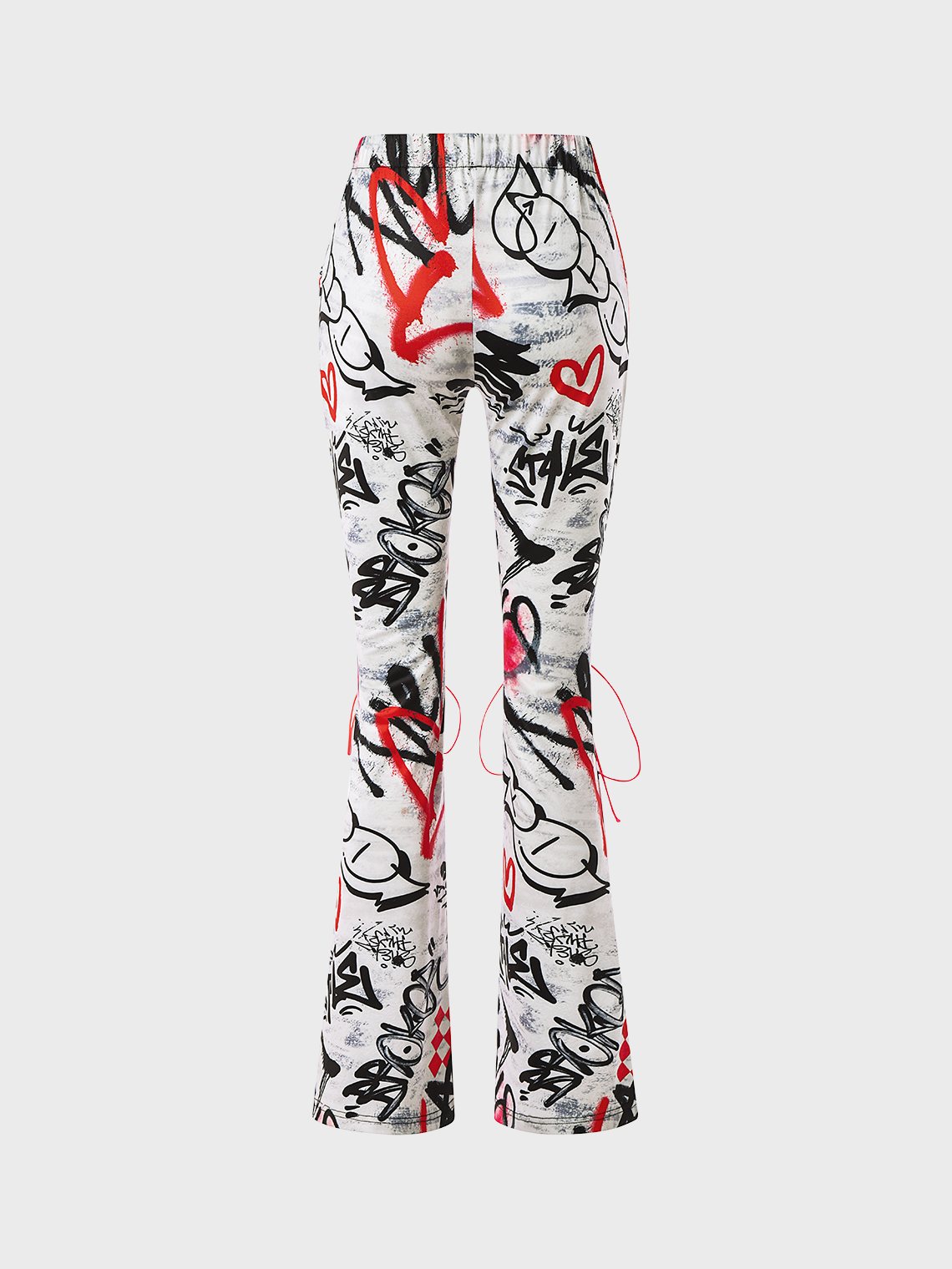 Punk White Lace-Up Design Graffiti Halloween Bottom Pants