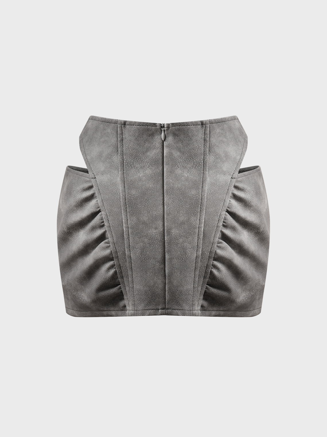 Edgy Gray PU Cut out Bottom Shorts