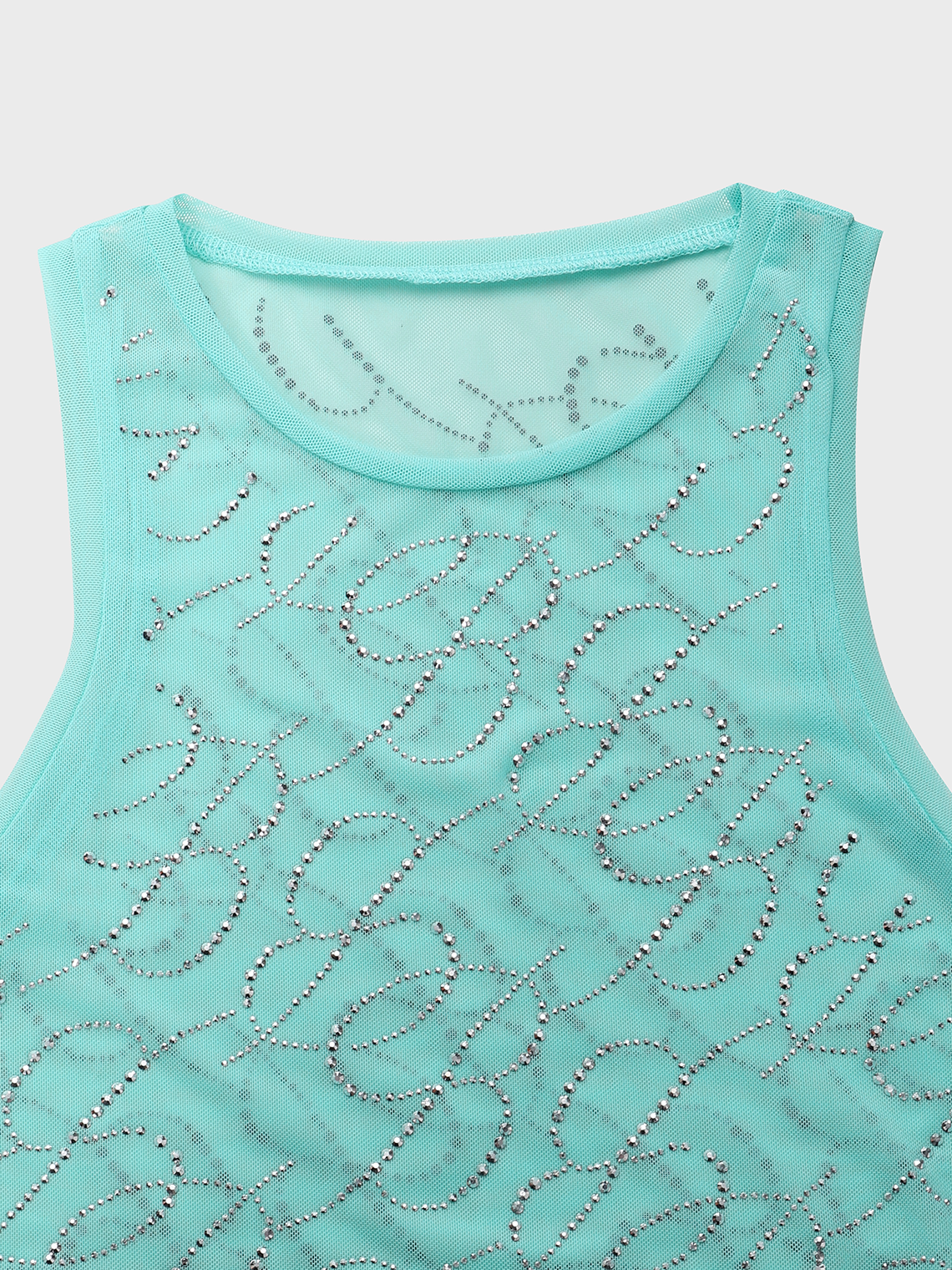 Y2k Blue Hotfix rhinestone Mesh Top Tank Top & Cami