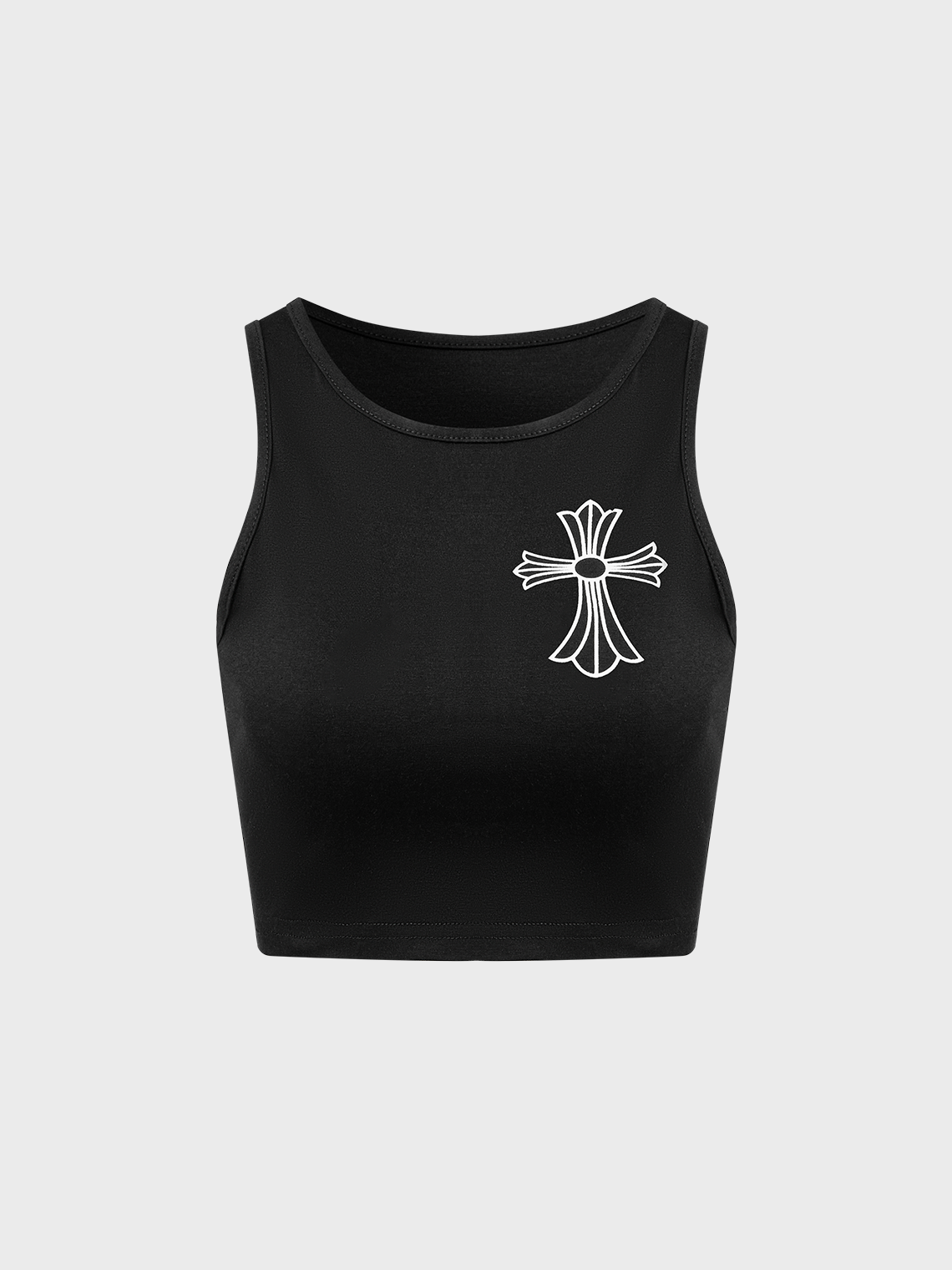 Y2K Black Cross Cropped Top Tank Top & Cami