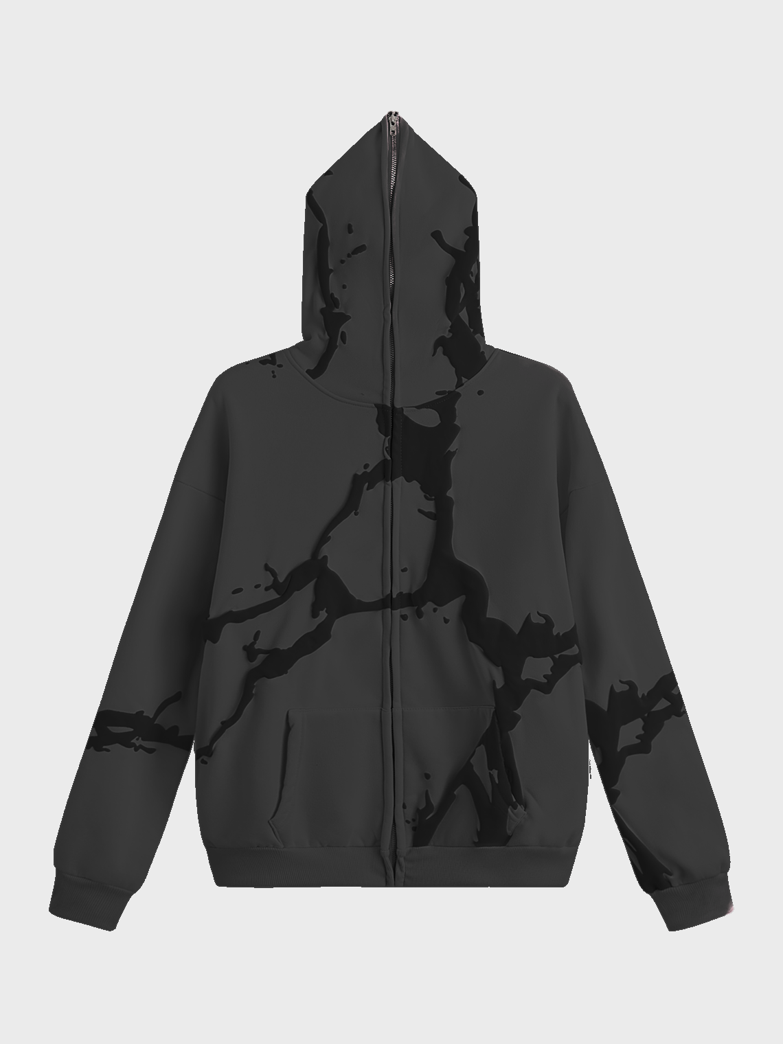 Zipper Abstract Pattern Long Sleeve Hoodie