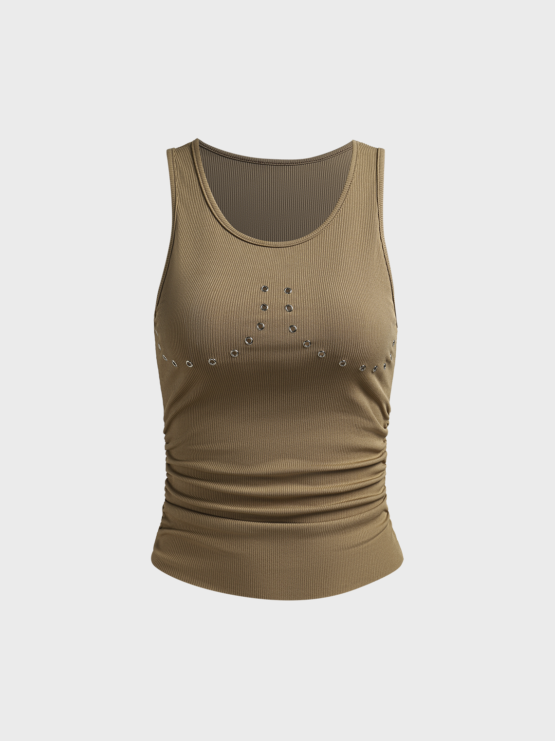 Studs Crew Neck Plain Tank Top