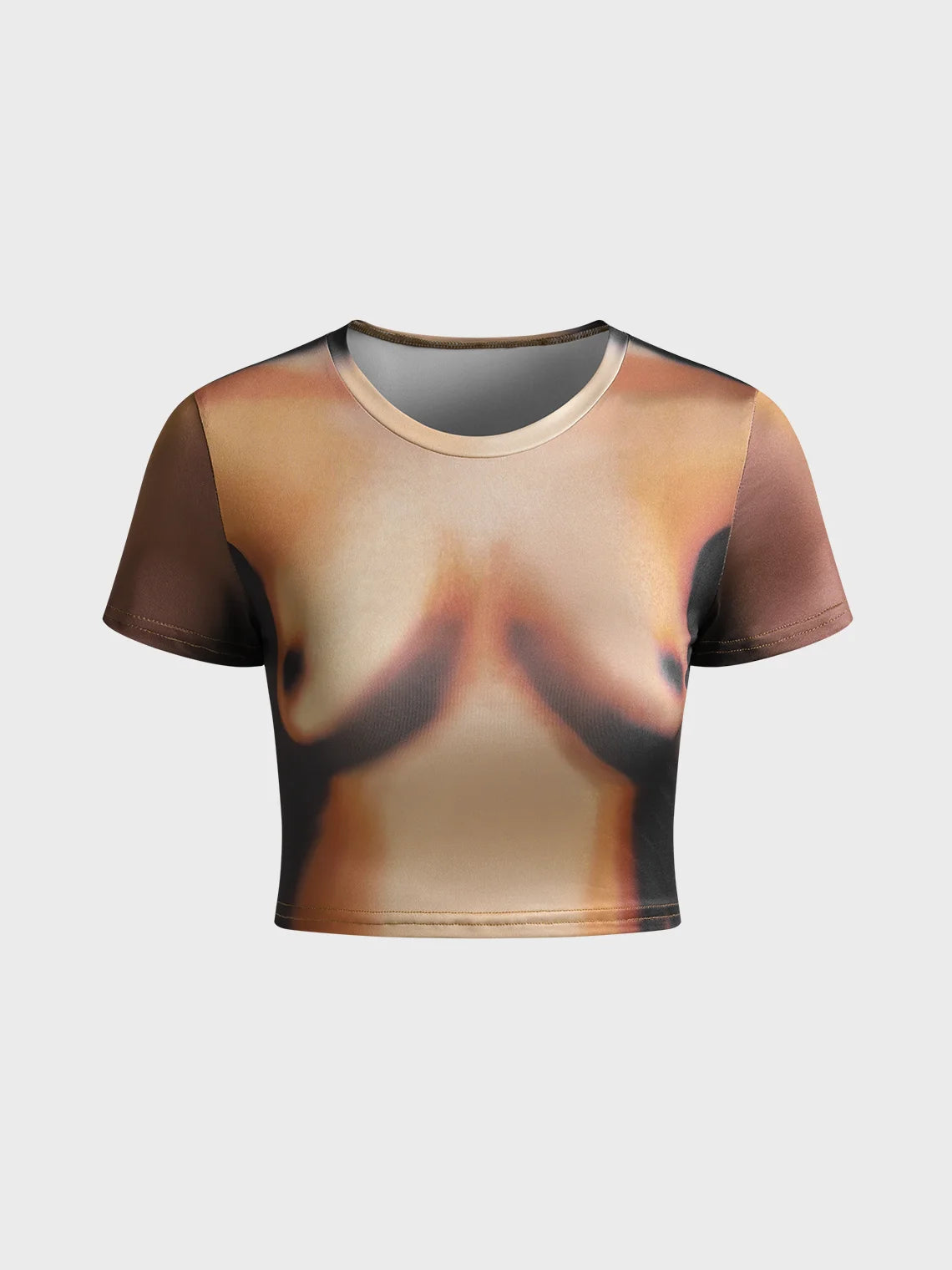 Edgy Brown Body print Top T-Shirt