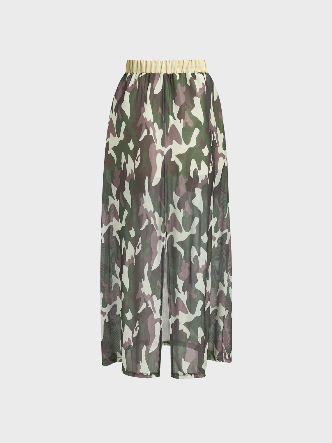 Mesh Camo Pocket Maxi Skirt